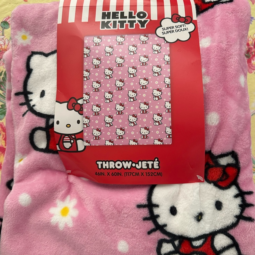 Hello Kitty Pink and White Throw Blanket